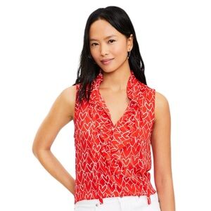 Loft NWOT Women’s Sleeveless Blouse Heart Print XS